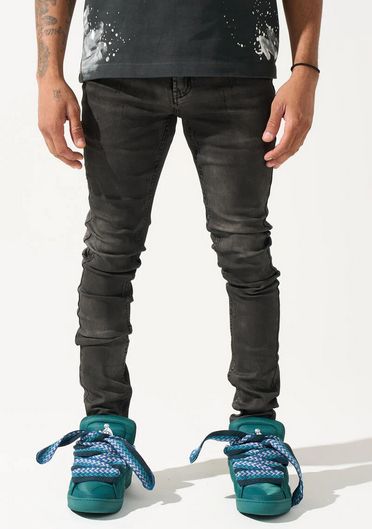 SERENEDE STEAM GREY WAX COATED JEANS