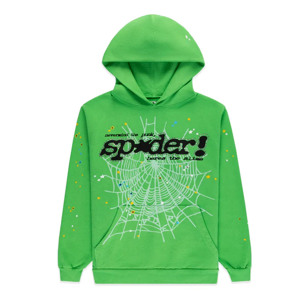 SP5DER PUNK V2 RHINESTONE LIME SUIT