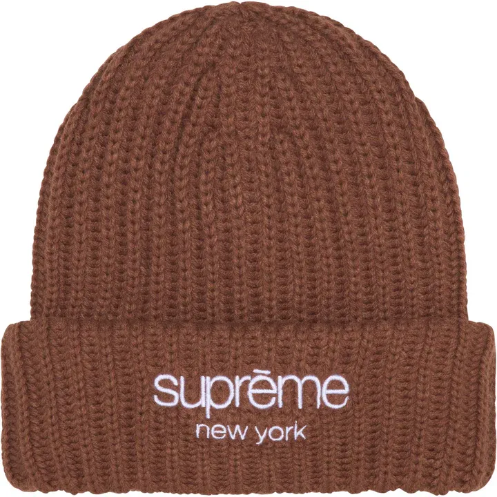 SUPREME RIBBED BEANIE BROWN