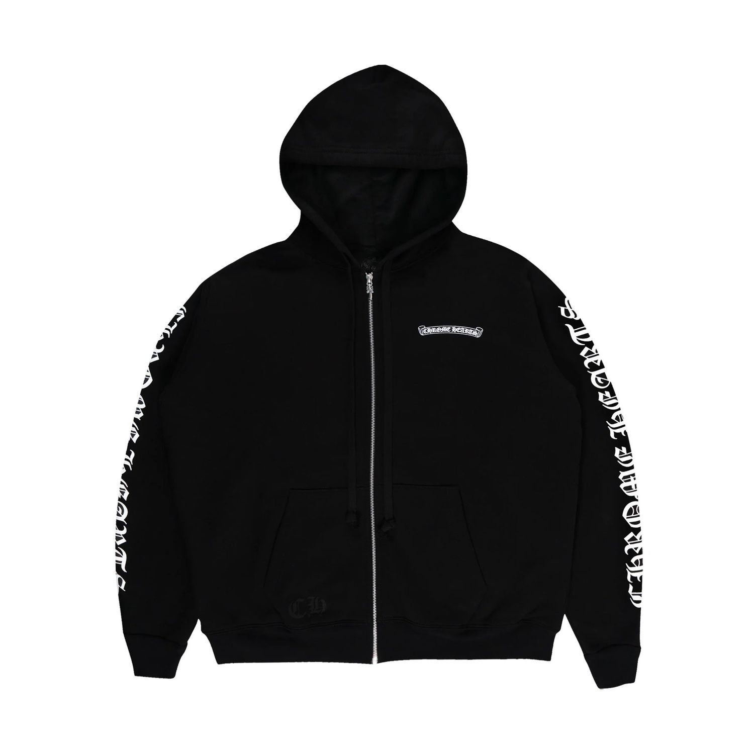 CHROME HEARTS BLACK SCROLL ZIP UP HOODIE