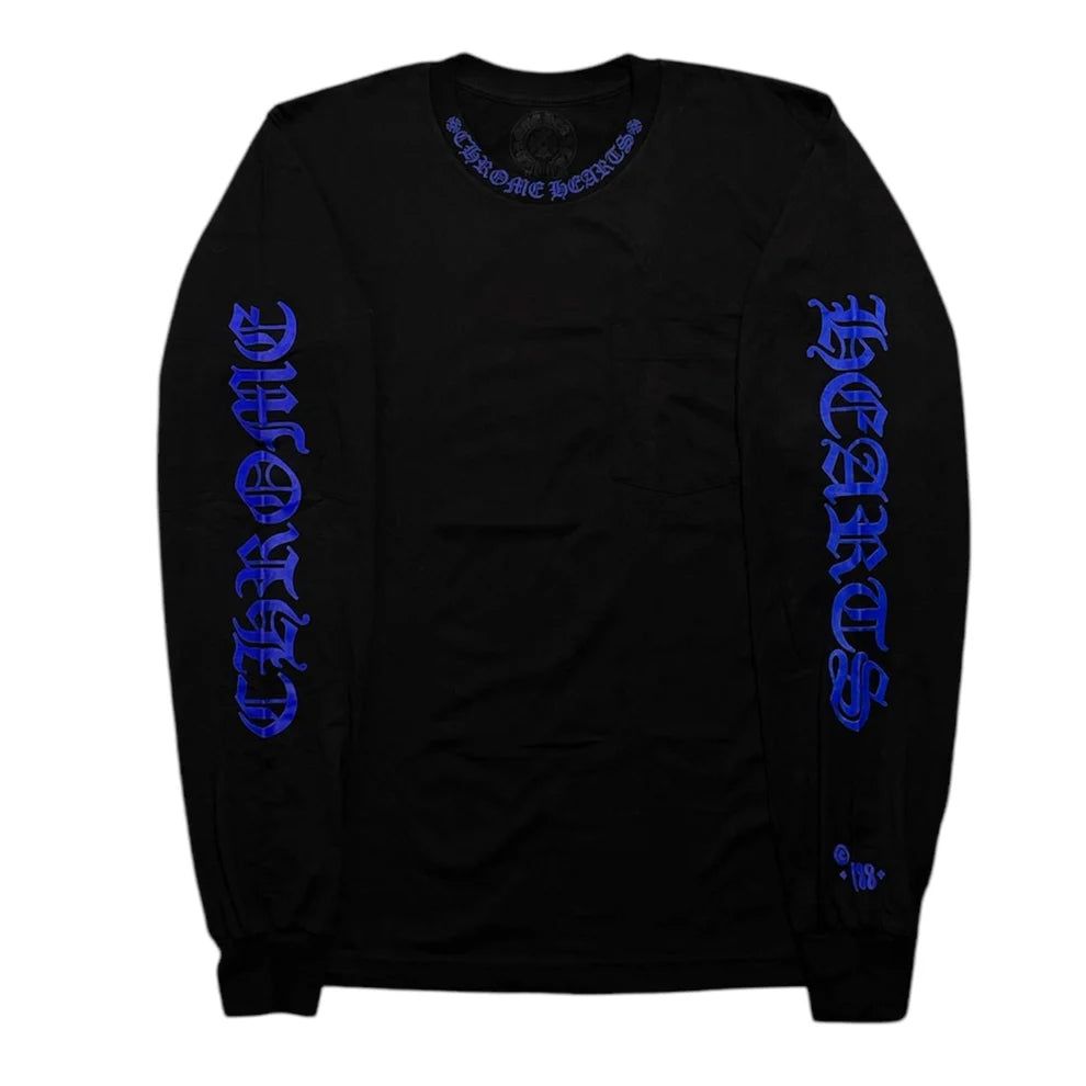 CHROME HEARTS BLACK BLUE NECK LOGO LS