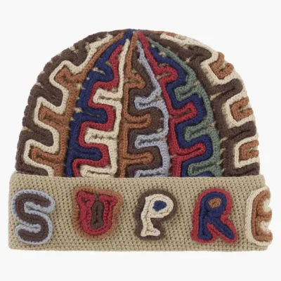 SUPREME YARN APPLIQUE BEANIE BROWN