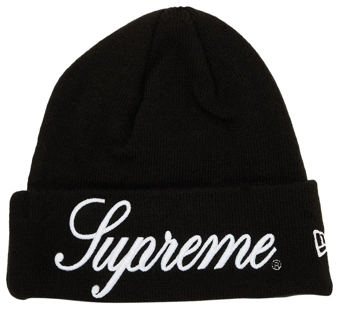 SUPREME NEW ERA SCRIPT BLACK/WHITE BEANIE
