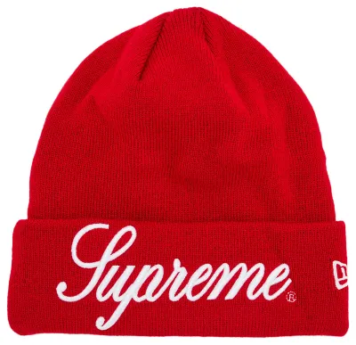 SUPREME NEW ERA SCRIPT RED/WHITE BEANIE