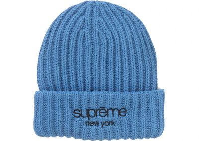 SUPREME CHUNKY RIBBED BEANIE BLUE