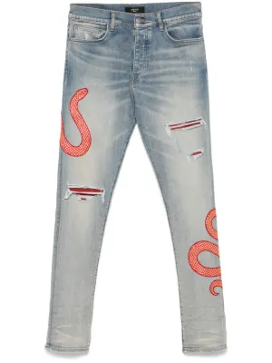 AMIRI BLUE XO SNAKE JEANS