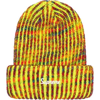 SUPREME RAINBOW LOOSE GAUGE BEANIE NEON YELLOW