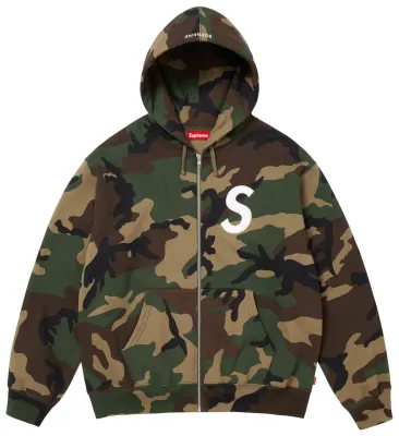 SUPREME S LOGO ZIP UP WOODLAND CAMO