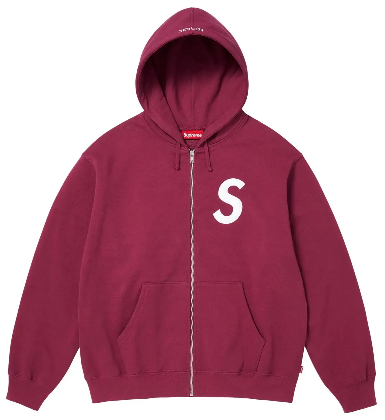 SUPREME S LOGO ZIP UP RASPBERRY