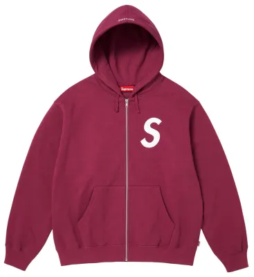 SUPREME S LOGO ZIP UP RASPBERRY