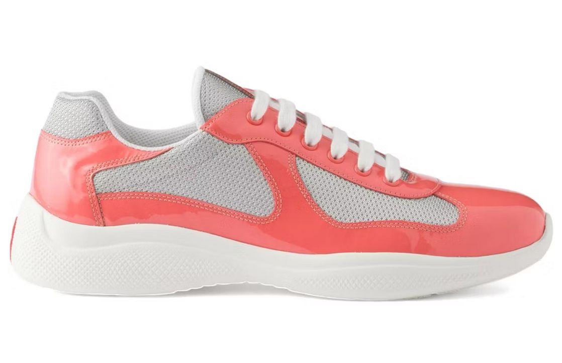 PRADA AMERICA&#39;S CUP CORAL/SILVER PATENT LEATHER