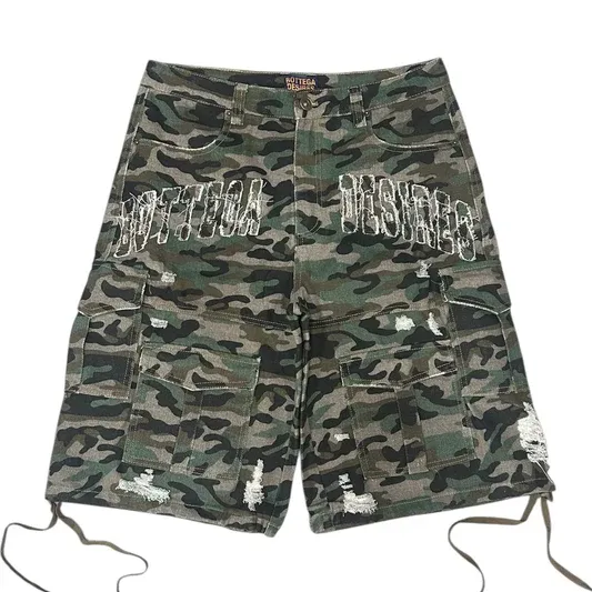 BOTTEGA DESIRES CAMO CARGO SHORTS
