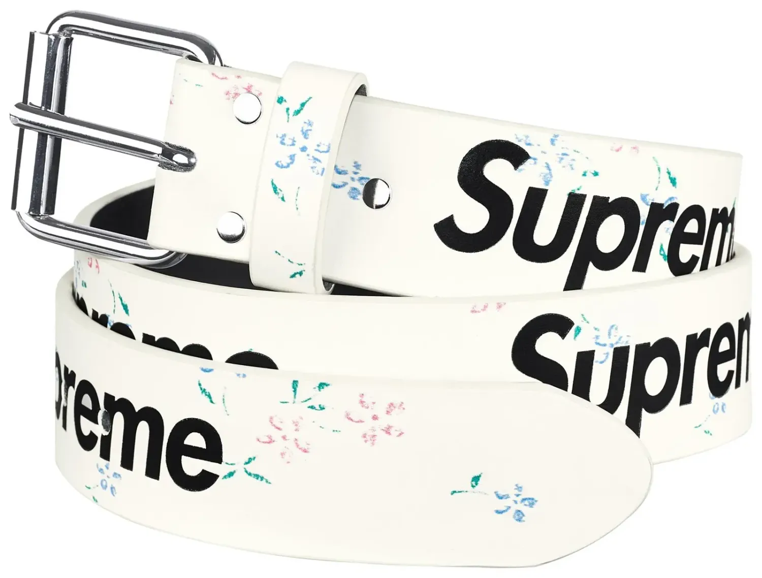 SUPREME REPEAT LEATHER BELT WHITE