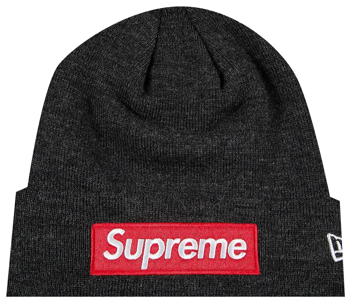 SUPREME BOX LOGO CHARCOAL BEANIE