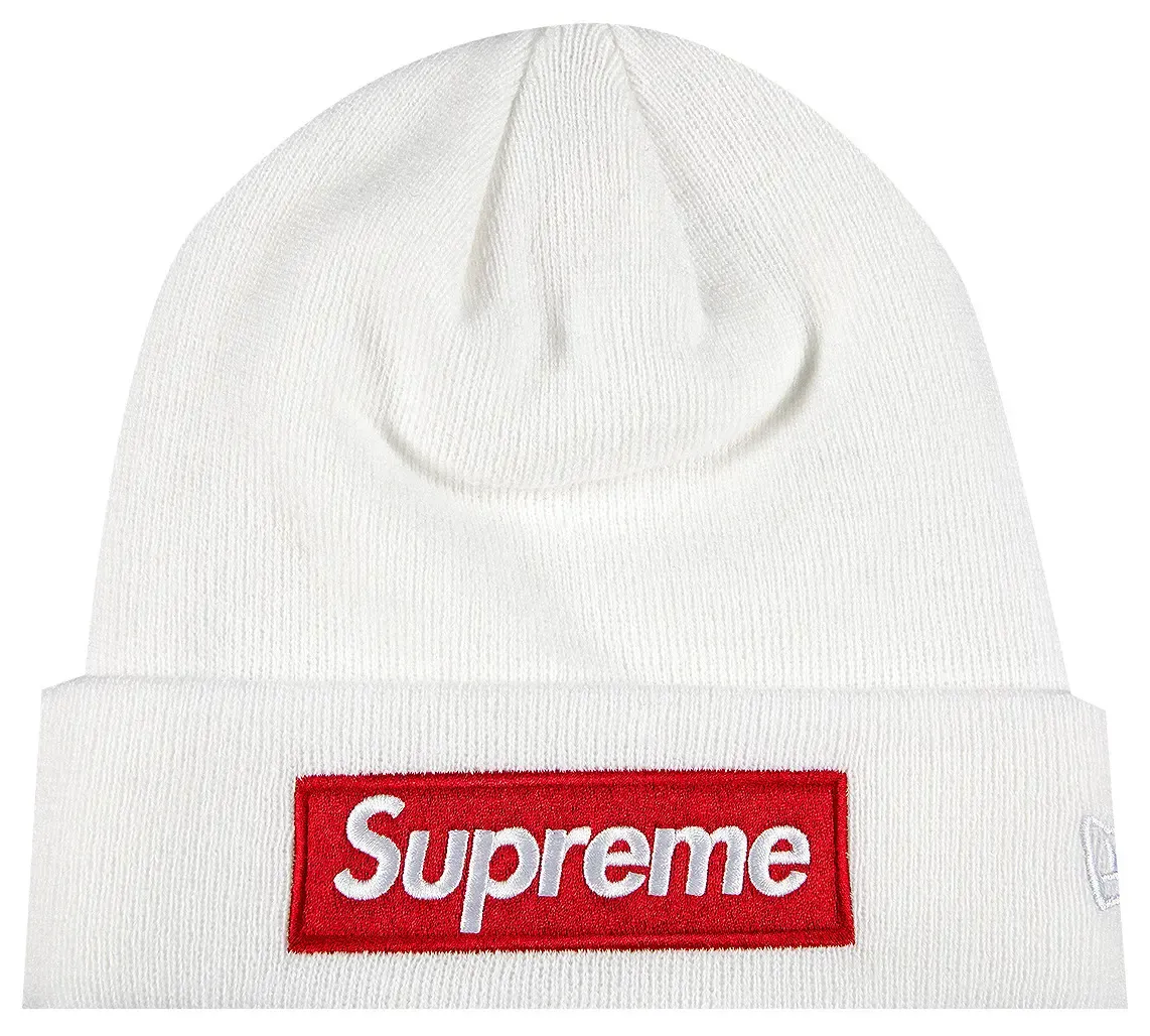 SUPREME BOX LOGO WHITE/RED BEANIE