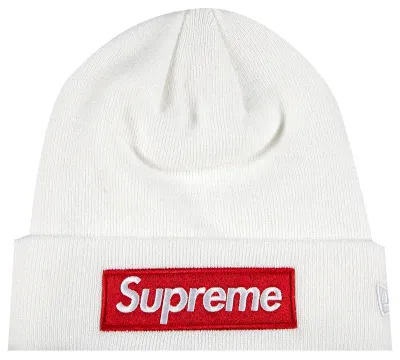 SUPREME BOX LOGO WHITE/RED BEANIE