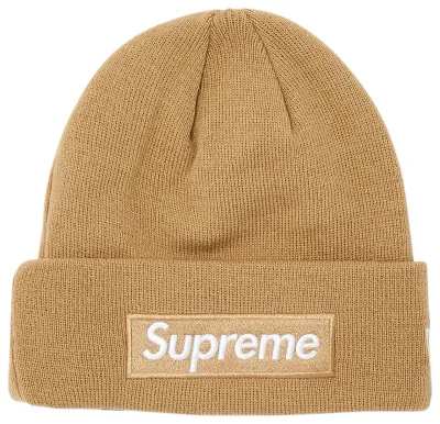 SUPREME NEW ERA DARK SAND BOX LOGO BEANIE