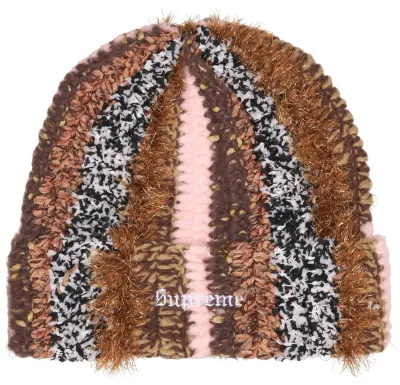SUPREME TINSEL STRIPE BEANIE BROWN