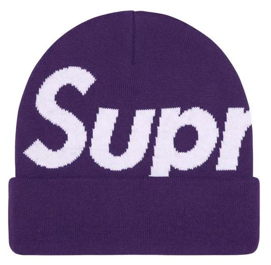 SUPREME BIG LOGO BEANIE PURPLE