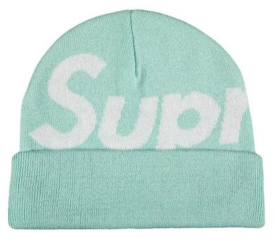 SUPREME BIG LOGO BEANIE LIGHT BLUE