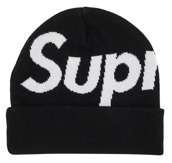 SUPREME BIG LOGO BEANIE BLACK