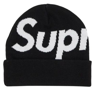 SUPREME BIG LOGO BEANIE BLACK