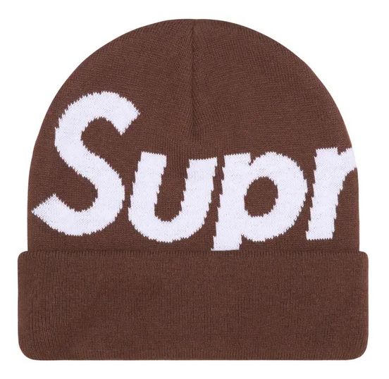SUPREME BIG LOGO BEANIE BROWN