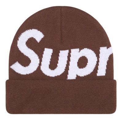 SUPREME BIG LOGO BEANIE BROWN