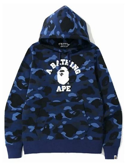 BAPE COLOR CAMO COLLEGE HOODIE NAVY/WHITE