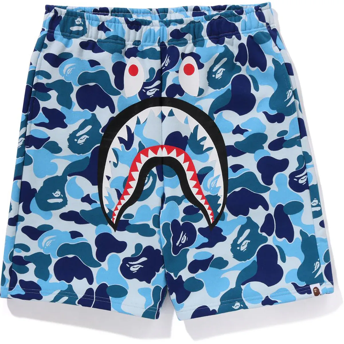 BATHING APE ABC BLUE CAMO SHARK SWEAT SHORTS