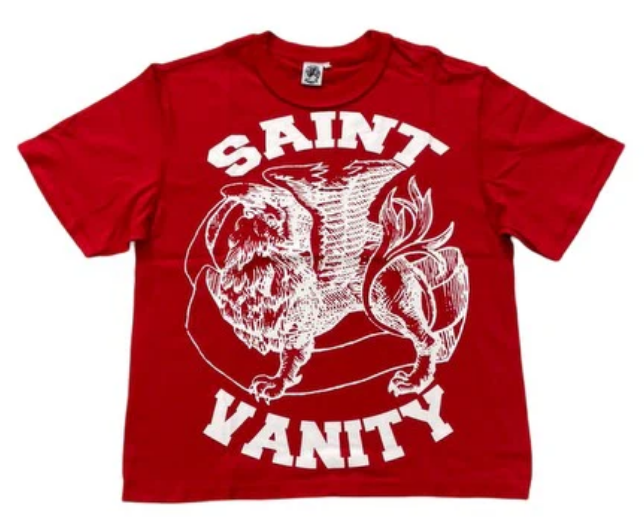 SAINT VANITY LOGO TEE RED AND WHITE