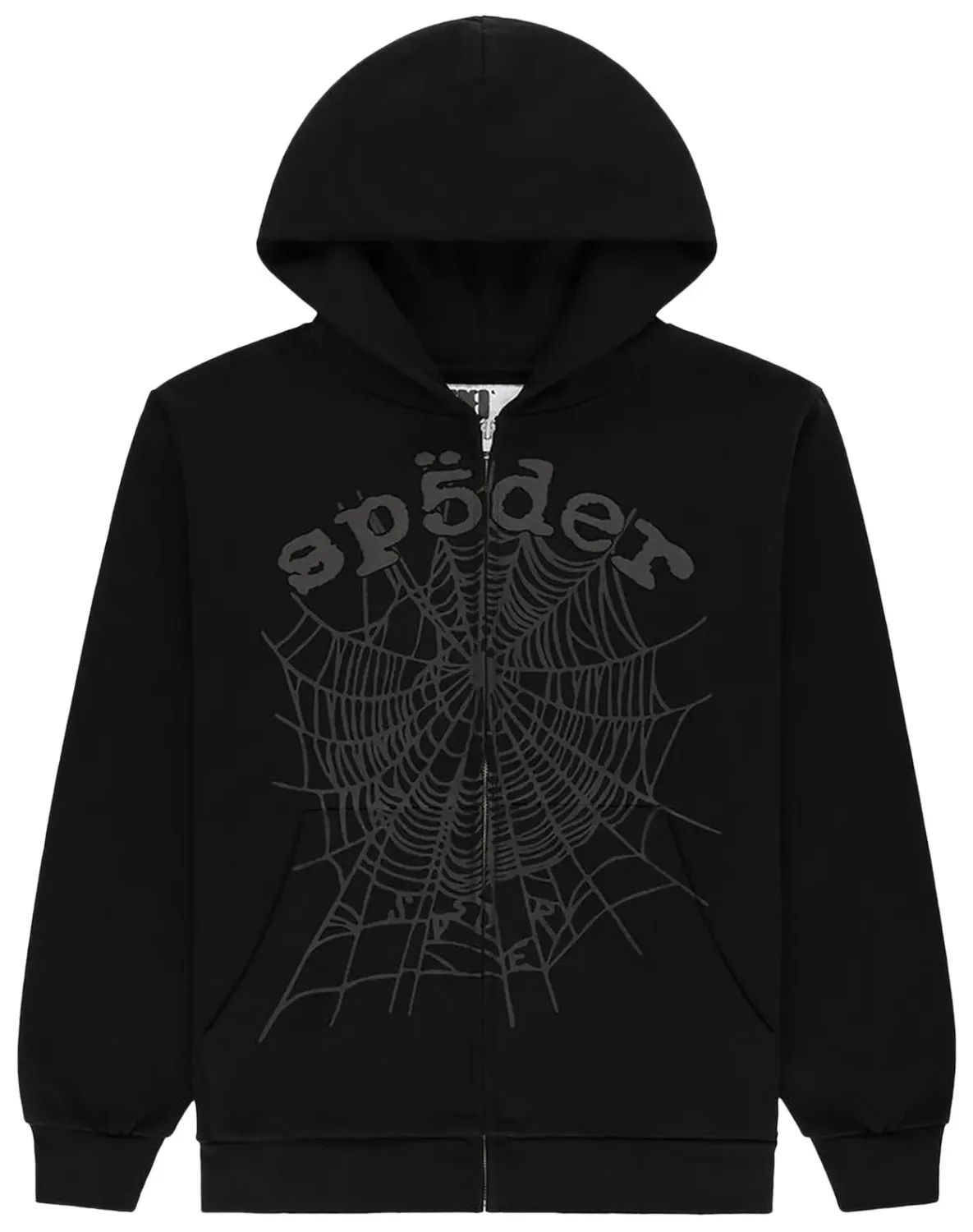 SP5DER PHANTOM WEB ZIP UP HOODIE BLACK