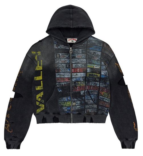 VALE GLITCH ZIP UP BLACK