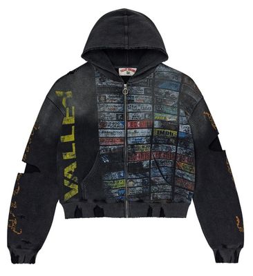 VALE GLITCH ZIP UP BLACK