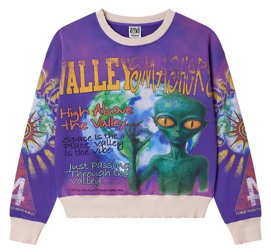 VALE PURPLE SPACE ALIEN CREWNECK
