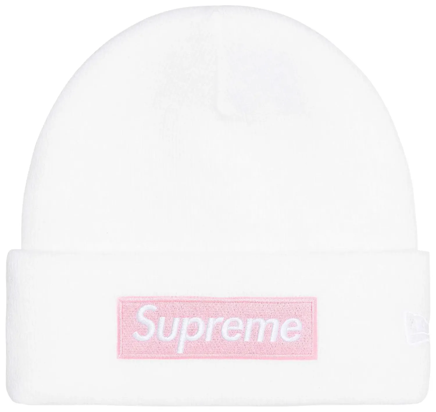 SUPREME NEW ERA BOX LOGO WHITE/PINK BEANIE
