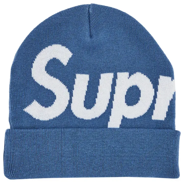 SUPREME BIG LOGO BLUE BEANIE