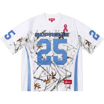 SUPREME BREAST CANCER AWARENESS FOOTBALL JERSEY WHITE BLUE