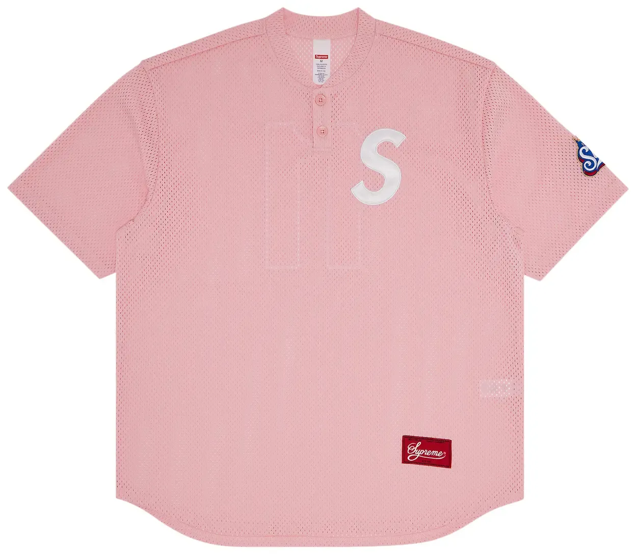 SUPREME S LOGO BASEBALL HENLEY SS25 PINK