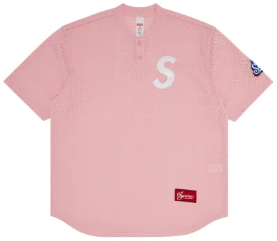 SUPREME S LOGO BASEBALL HENLEY SS25 PINK