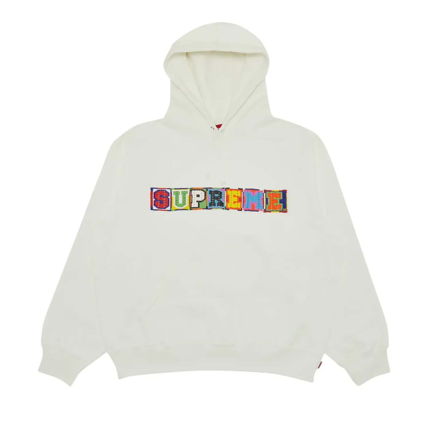 SUPREME BEADED HOODED SWEATSHIRT WHITE