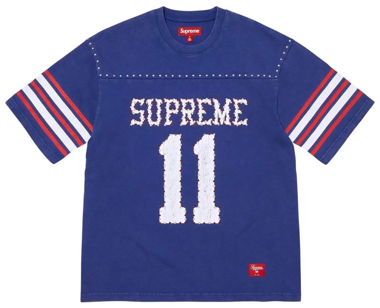 SUPREME STUDDED S/S FOOTBALL SHIRT ROYAL BLUE
