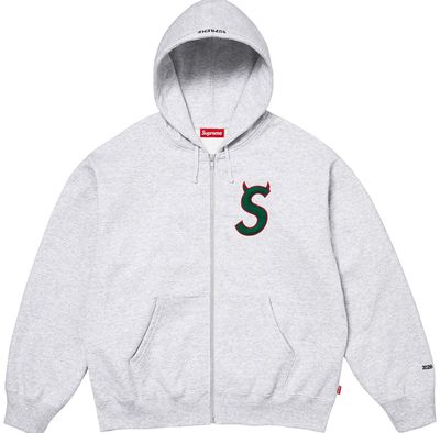 SUPREME DEVIL S LOGO ASH GREY HOODED SWEATSHIRT