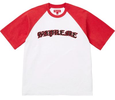 SUPREME RHINESTONE RAGLAN S/S TOP WHITE