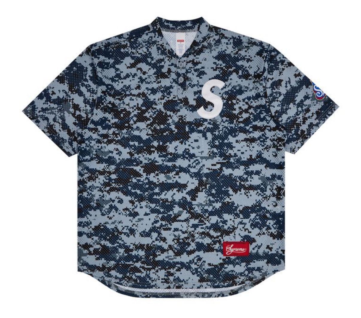 SUPREME S LOGO DIGI CAMO HENLEY JERSEY