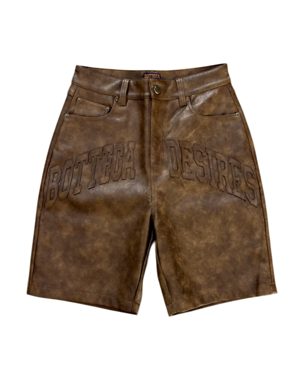 BOTTEGA DESIRES LEATHER SHORTS BROWN