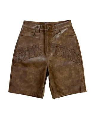 BOTTEGA DESIRES LEATHER SHORTS BROWN