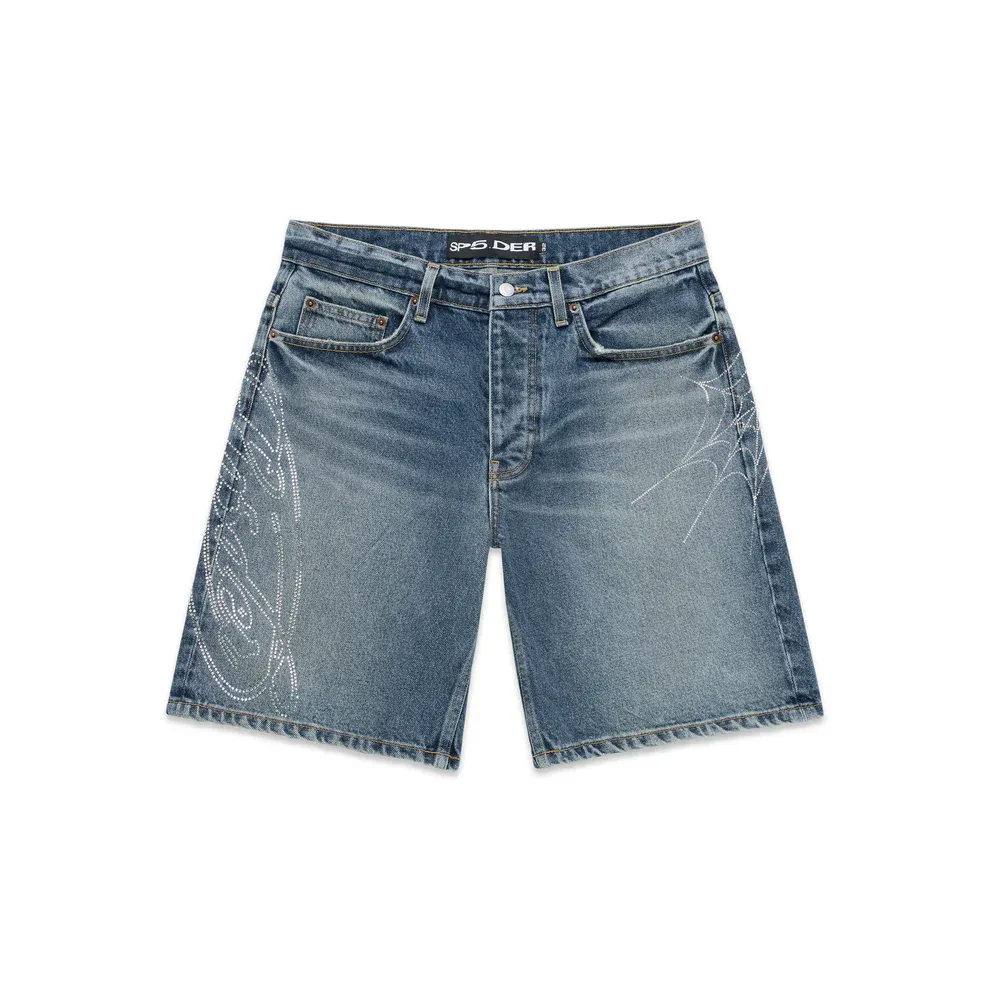 SP5DER SCRIPT WEB DENIM SHORT INDIGO
