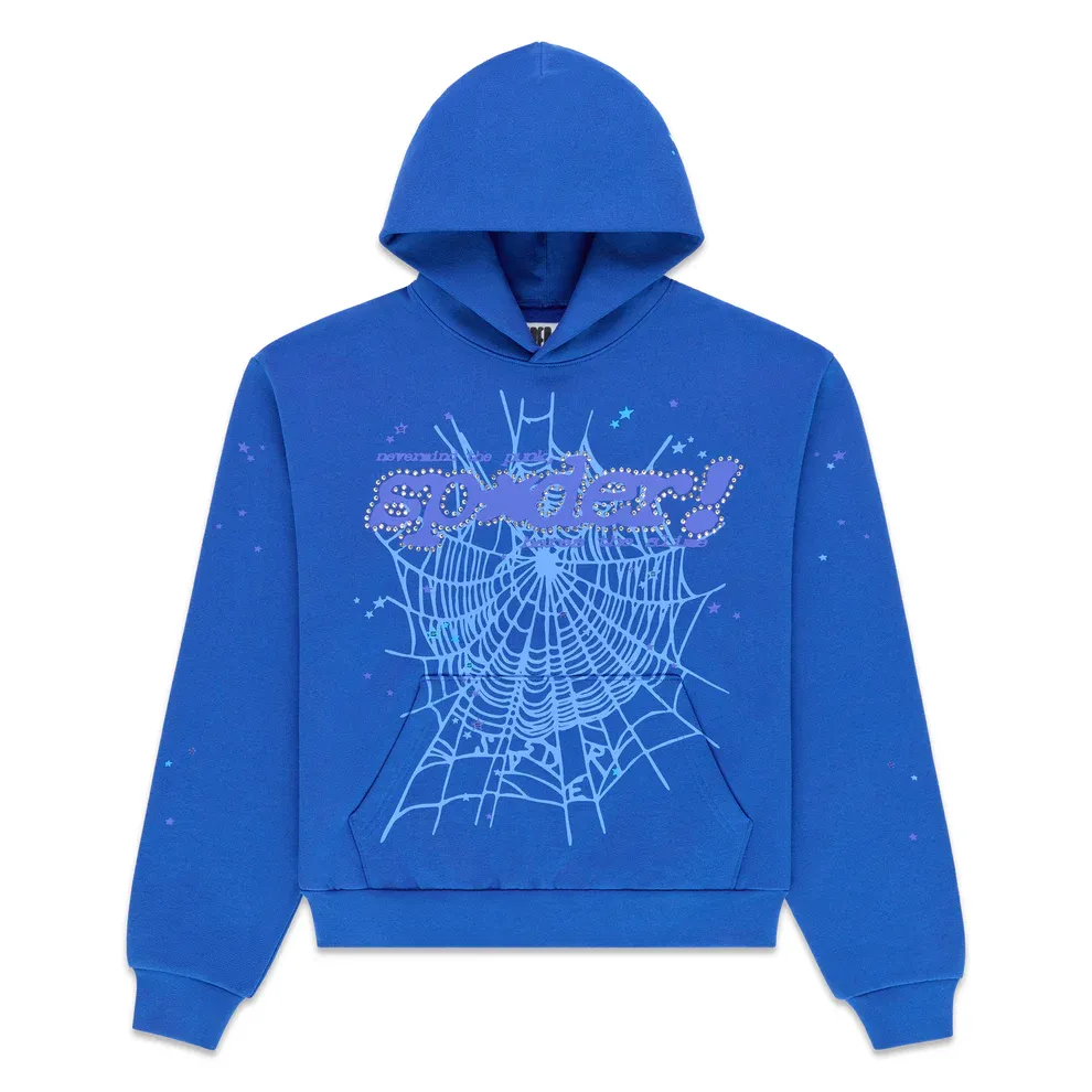 SP5DER RHINESTONE PUNK V2 HOODIE BLUE