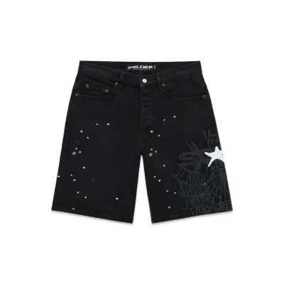 SP5DER HEAVY WEB DENIM SHORT BLACK